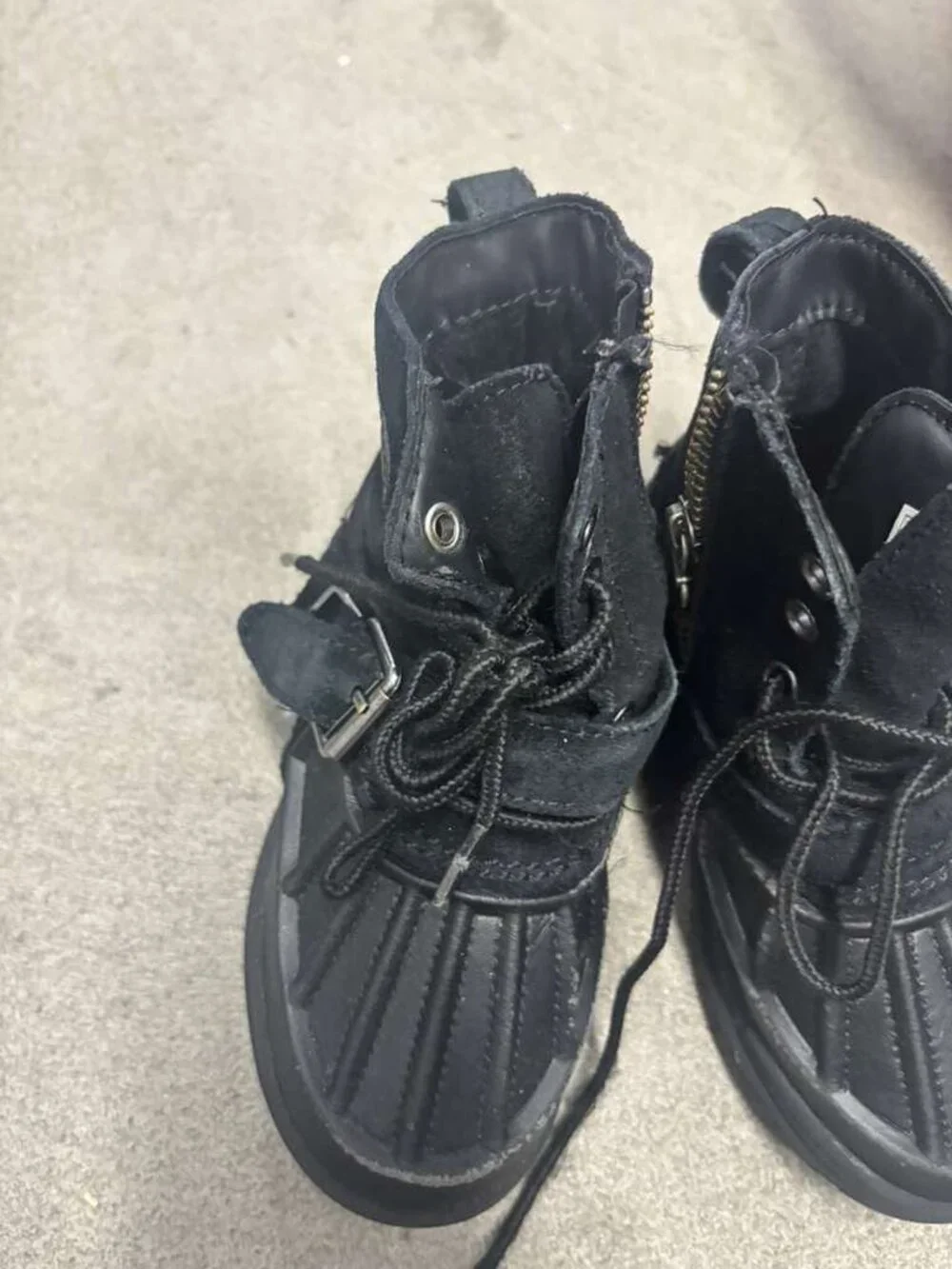 Polo Ralph Lauren Kids Colton Black Suede Rubber Duck Boots Shoes Size 10T